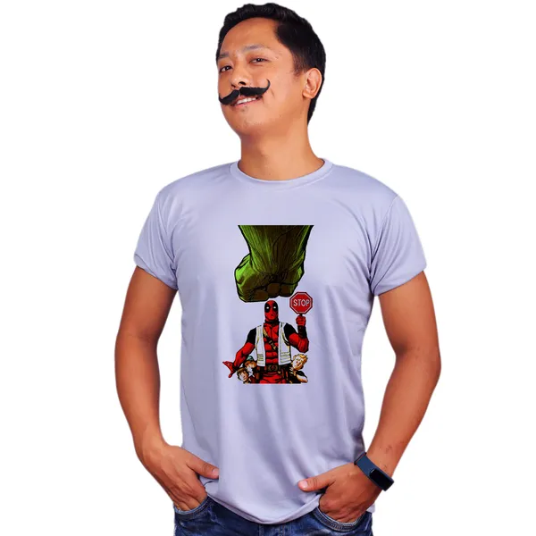 Grey_Deadpool_Stops_Hulk_Quick-Dri_T-Shirt_For_Men