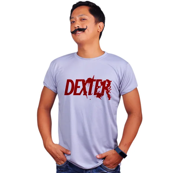 Grey_Dexter_Blood_Logo_Quick-Dri_T-Shirt_For_Men