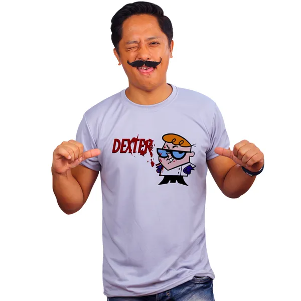 Grey_Dexter_Cartoon_In_New_Style_160_GSM_Quick-Dri_T-Shirt_For_Men