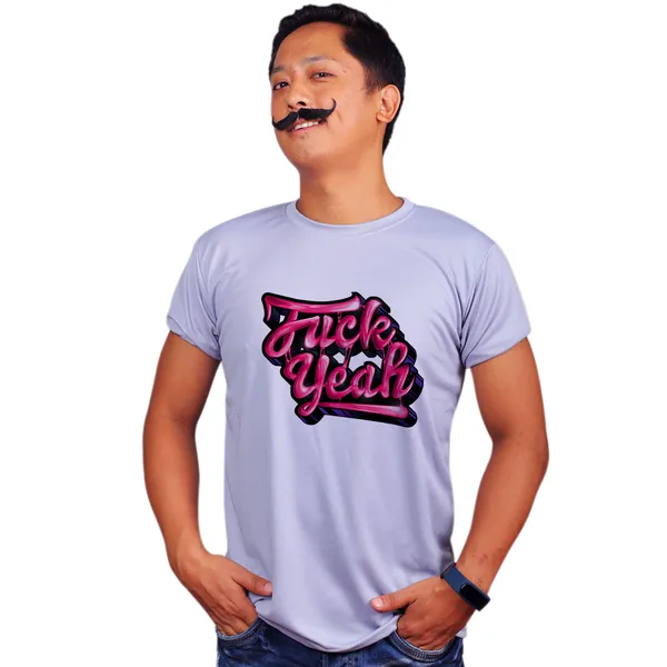 Grey_F_Yeah_Quick-Dri_T-Shirt_For_Men