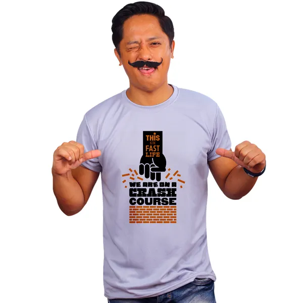 Grey_Fast_Life_Crash_Course_Quick-Dri_T-Shirt_For_Men