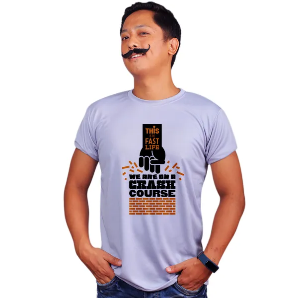 Grey_Fast_Life_Crash_Course_Quick-Dri_T-Shirt_For_Men