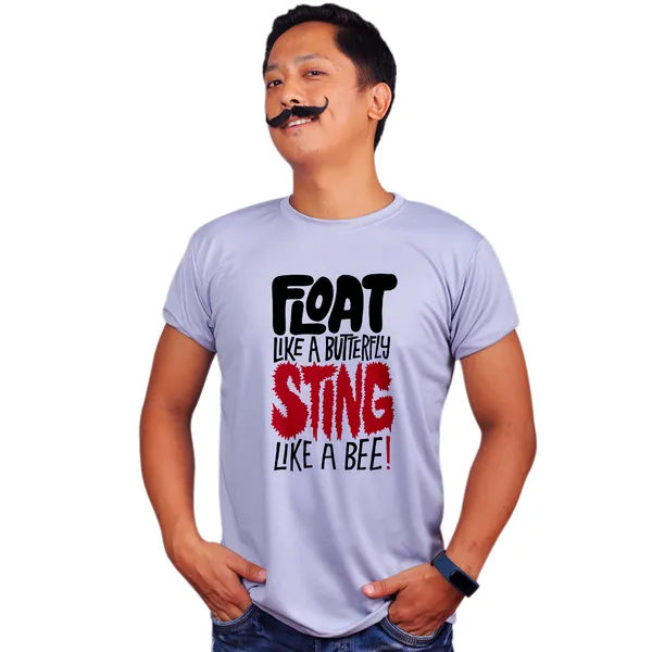 Grey_Float_Like_A_Butterfly_Sting_Like_A_Bee_Md_Ali_160_GSM_Quick-Dri_T-Shirt_For_Men