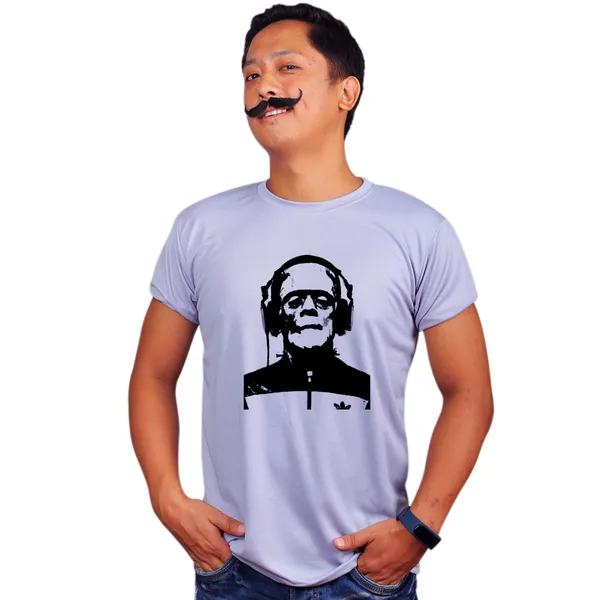 Grey_Frankie_Frankenstein_Music_Quick-Dri_T-Shirt_For_Men