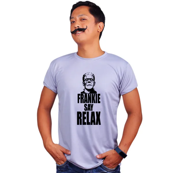 Grey_Frankie_Frankenstein_Say_Relax_160_GSM_Quick-Dri_T-Shirt_For_Men