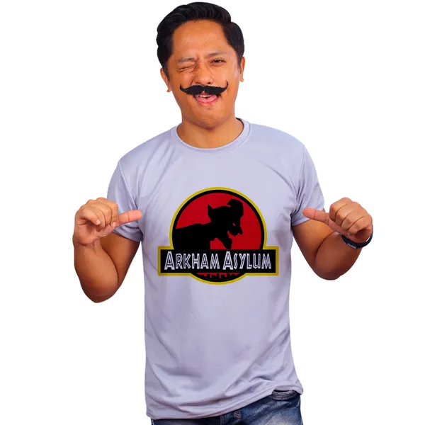 Grey_Arkham_Asylum_Joker_Logo_160_GSM_Quick-Dri_T-Shirt_For_Men