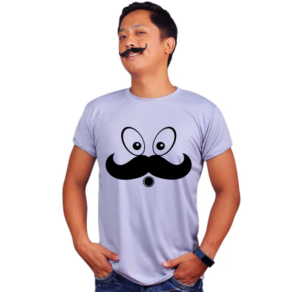 Grey_Funny_Mooch_Cartoon_160_GSM_Quick-Dri_T-Shirt_For_Men