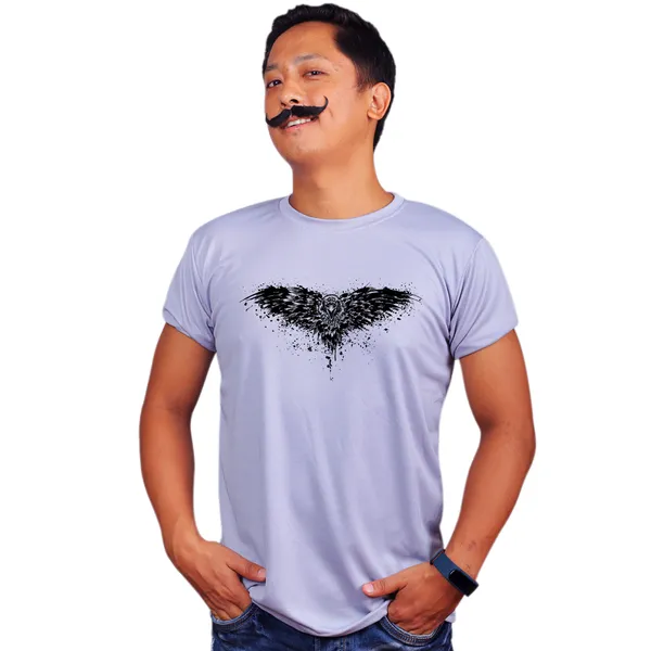 Grey_Game_Of_Thrones_Three_Eyed_Crow_Art_160_GSM_Quick-Dri_T-Shirt_For_Men