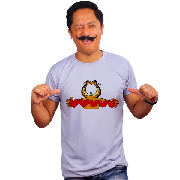 Grey_Garfield_Love_Quick-Dri_T-Shirt_For_Men