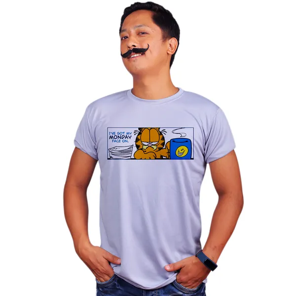 Grey_Garfield_Monday_Face_On_Quick-Dri_T-Shirt_For_Men