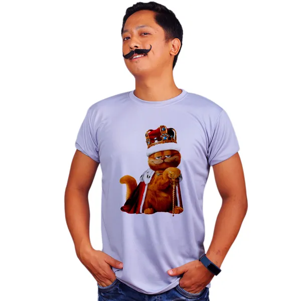 Grey_Garfield_The_King_Quick-Dri_T-Shirt_For_Men