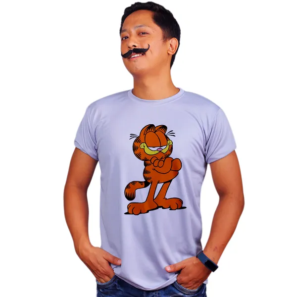 Grey_Garfield_Quick-Dri_T-Shirt_For_Men