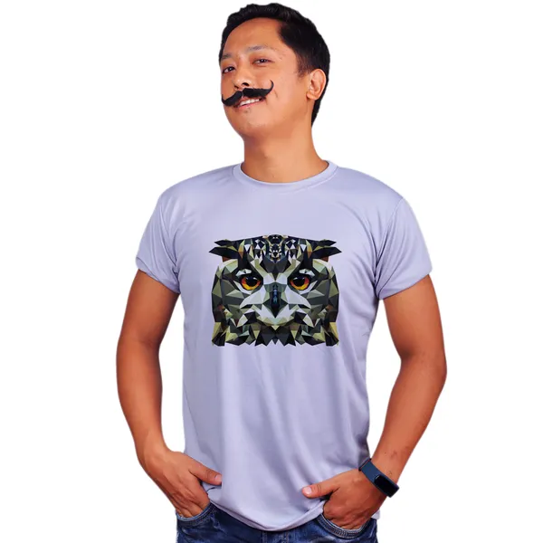 Grey_Geometric_Owl_Pattern_Rhs_Quick-Dri_T-Shirt_For_Men