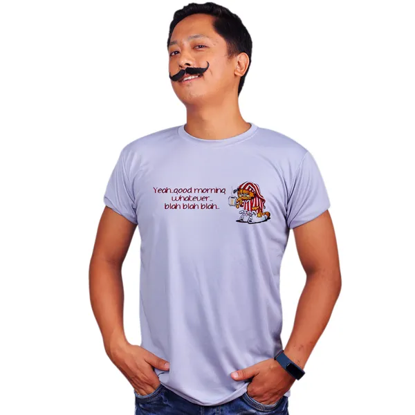 Grey_Good_Morning_Garfield_Quick-Dri_T-Shirt_For_Men