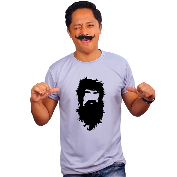 Grey_Grizzly_Beard_160_GSM_Quick-Dri_T-Shirt_For_Men