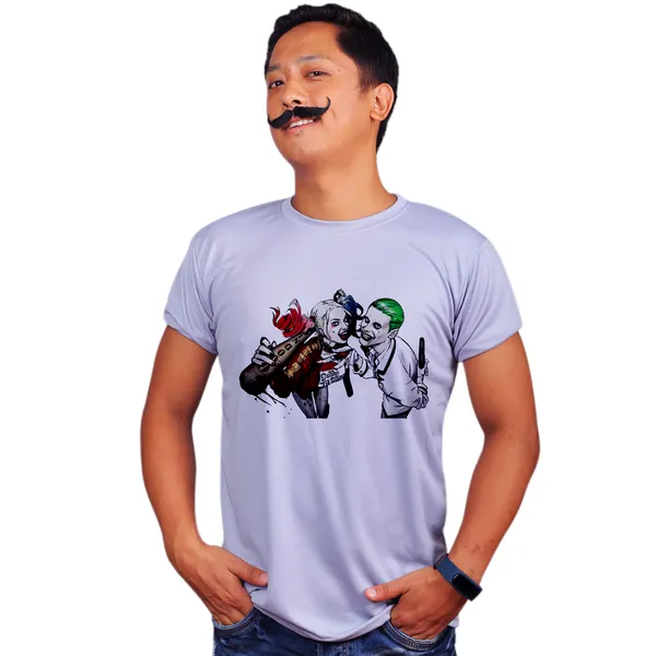 Grey_Harley_And_Joker_Quick-Dri_T-Shirt_For_Men