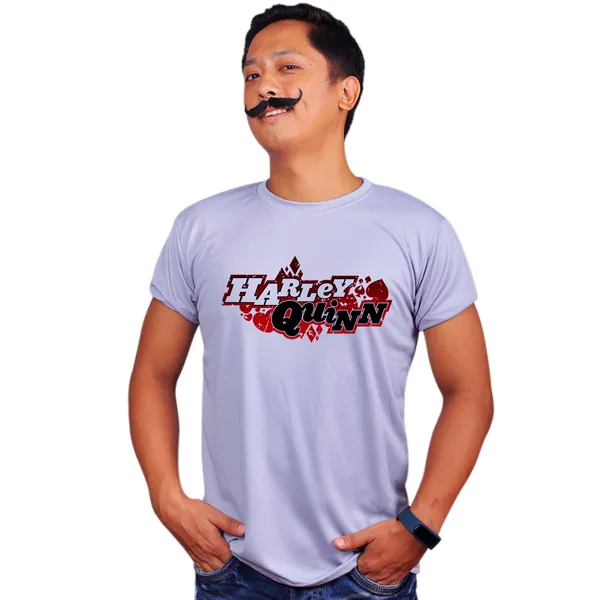 Grey_Harley_Quinn_Card_Logo_Quick-Dri_T-Shirt_For_Men
