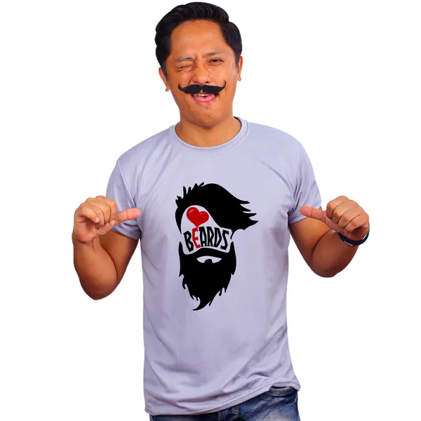 Grey_Heart_Beard_160_GSM_Quick-Dri_T-Shirt_For_Men
