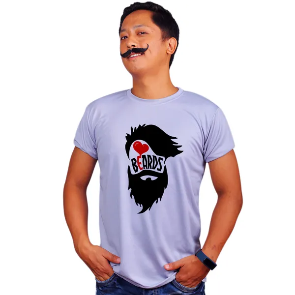 Grey_Heart_Beard_160_GSM_Quick-Dri_T-Shirt_For_Men