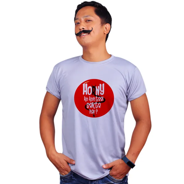 Grey_Horny_Ko_Kon_Taal_Sakta_Hai_Quick-Dri_T-Shirt_For_Men