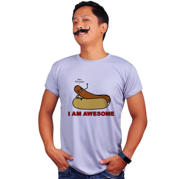 Grey_I_Am_Awesome_Quick-Dri_T-Shirt_For_Men
