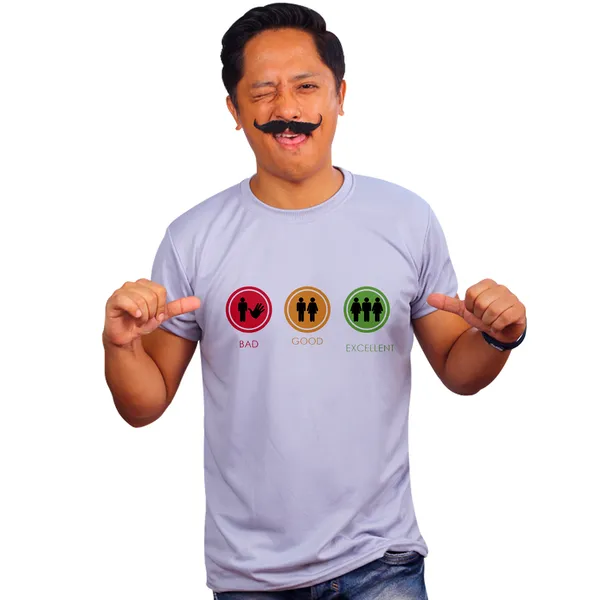 Grey_Bad_Good_Excellent_Quick-Dri_T-Shirt_For_Men