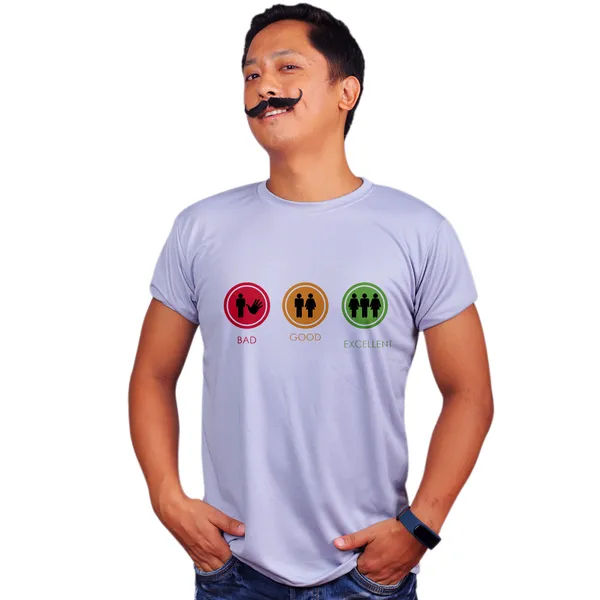 Grey_Bad_Good_Excellent_Quick-Dri_T-Shirt_For_Men