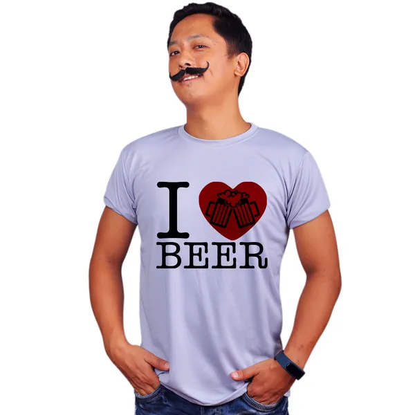 Grey_I_Love_Beer_Cheers_160_GSM_Quick-Dri_T-Shirt_For_Men