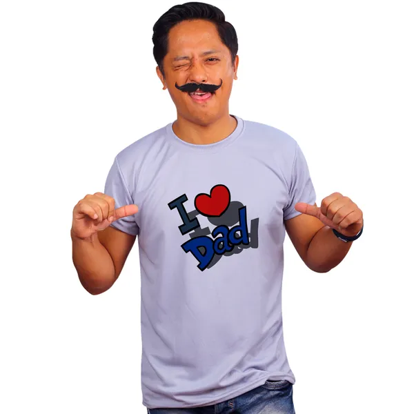 Grey_I_Love_Dad_160_GSM_Quick-Dri_T-Shirt_For_Men