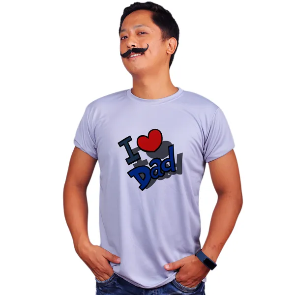 Grey_I_Love_Dad_160_GSM_Quick-Dri_T-Shirt_For_Men