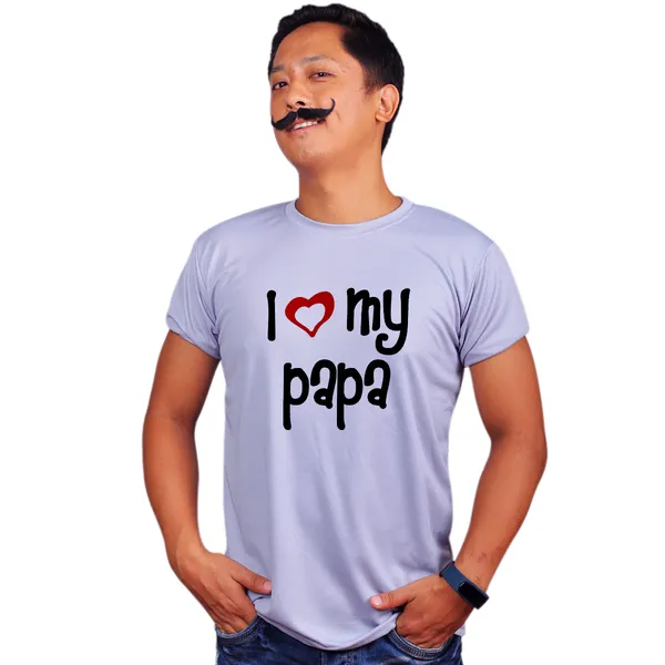 Grey_I_Love_My_Papa_160_GSM_Quick-Dri_T-Shirt_For_Men
