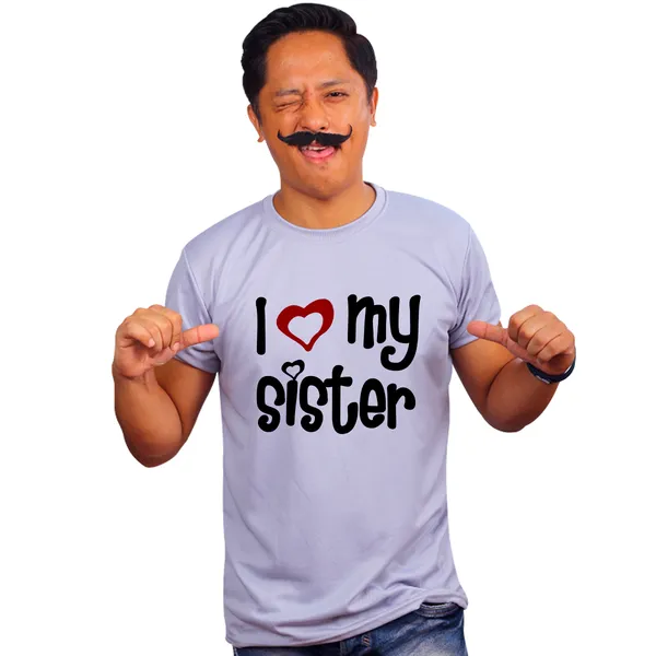 Grey_I_Love_My_Sister_160_GSM_Quick-Dri_T-Shirt_For_Men