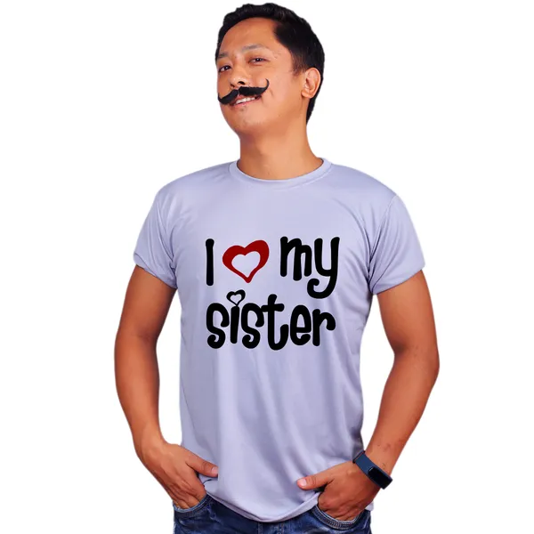 Grey_I_Love_My_Sister_160_GSM_Quick-Dri_T-Shirt_For_Men