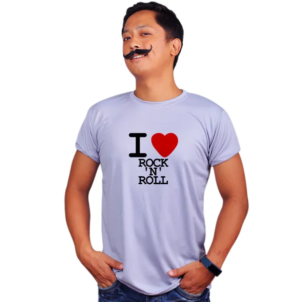 Grey_I_Love_Rock_And_Roll_Quick-Dri_T-Shirt_For_Men