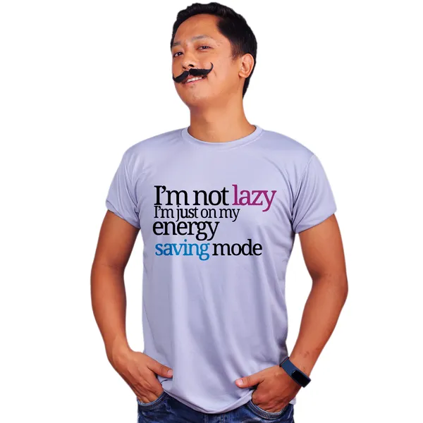 Grey_Im_Not_Lazy_Im_On_My_Energy_Saving_Mode_Quick-Dri_T-Shirt_For_Men