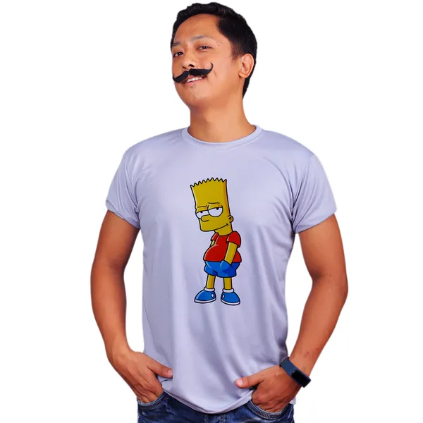 Grey_Bart_Simpson_Sly_Quick-Dri_T-Shirt_For_Men