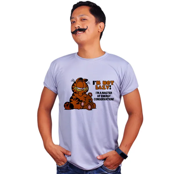 Grey_Im_Not_Lazy_160_GSM_Quick-Dri_T-Shirt_For_Men