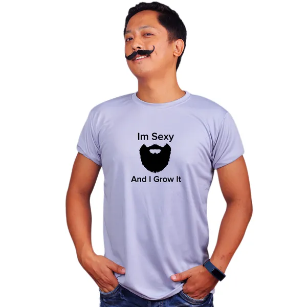 Grey_Im_Sexy_And_I_Grow_It_160_GSM_Quick-Dri_T-Shirt_For_Men