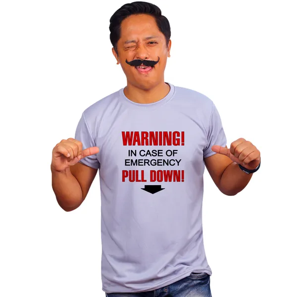 Grey_In_Case_Of_Emergency_Pull_Down_Quick-Dri_T-Shirt_For_Men