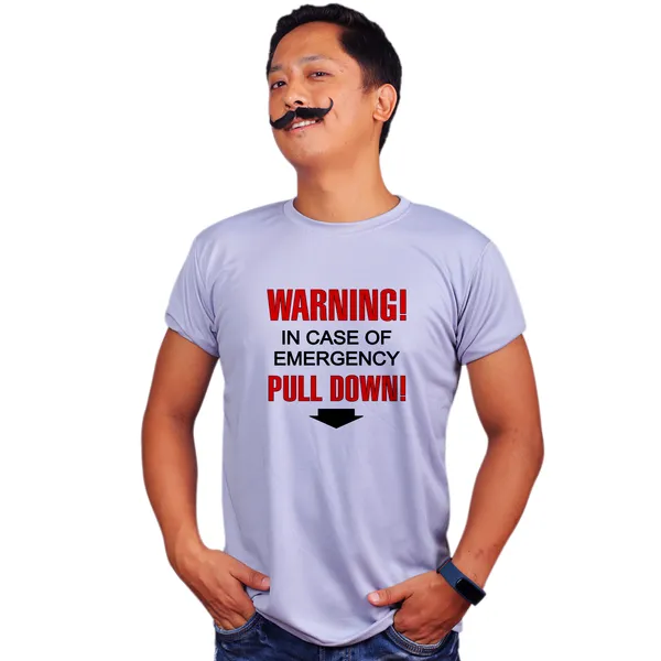 Grey_In_Case_Of_Emergency_Pull_Down_Quick-Dri_T-Shirt_For_Men