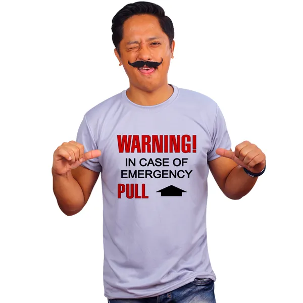 Grey_In_Case_Of_Emergency_Pull_Handle_Quick-Dri_T-Shirt_For_Men