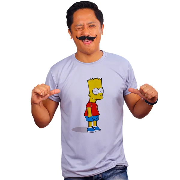 Grey_Bart_Simpson_160_GSM_Quick-Dri_T-Shirt_For_Men