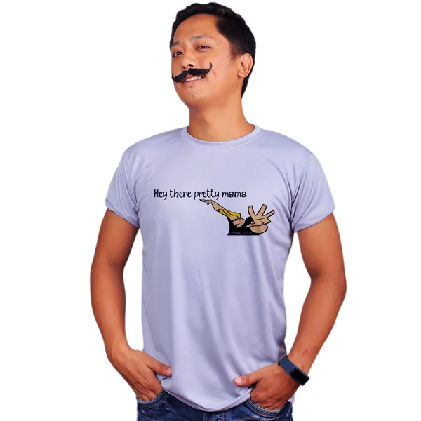 Grey_Johnny_Bravo_Hey_There_Pretty_Mama_160_GSM_Quick-Dri_T-Shirt_For_Men