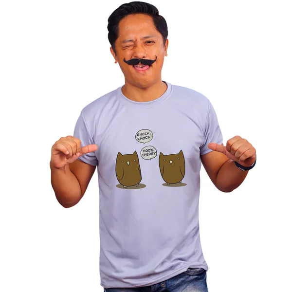 Grey_Knock_Knok_Hoo'S_There_Quick-Dri_T-Shirt_For_Men