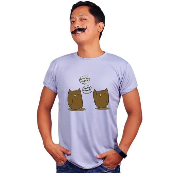 Grey_Knock_Knok_Hoo'S_There_Quick-Dri_T-Shirt_For_Men