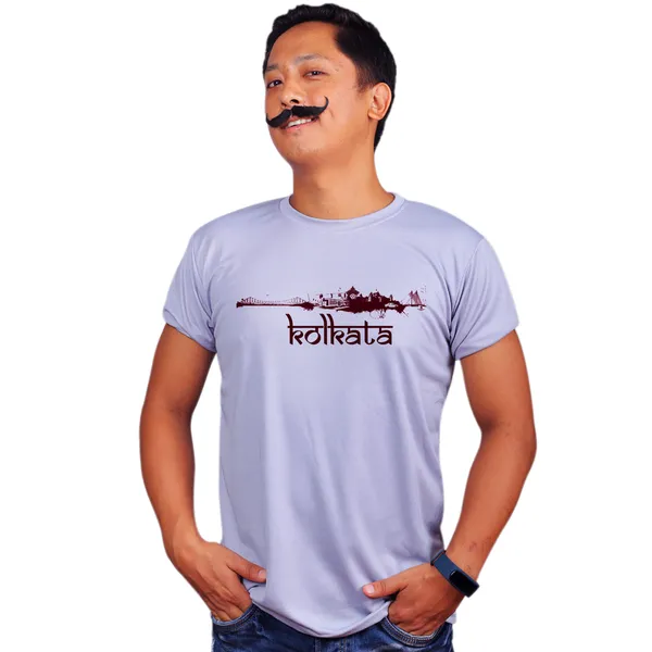 Grey_Kolkata_Art_Quick-Dri_T-Shirt_For_Men