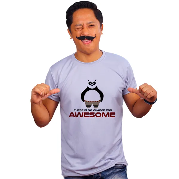 Grey_Kung_Fu_Panda_There_Is_No_Charge_For_Awesome_160_GSM_Quick-Dri_T-Shirt_For_Men