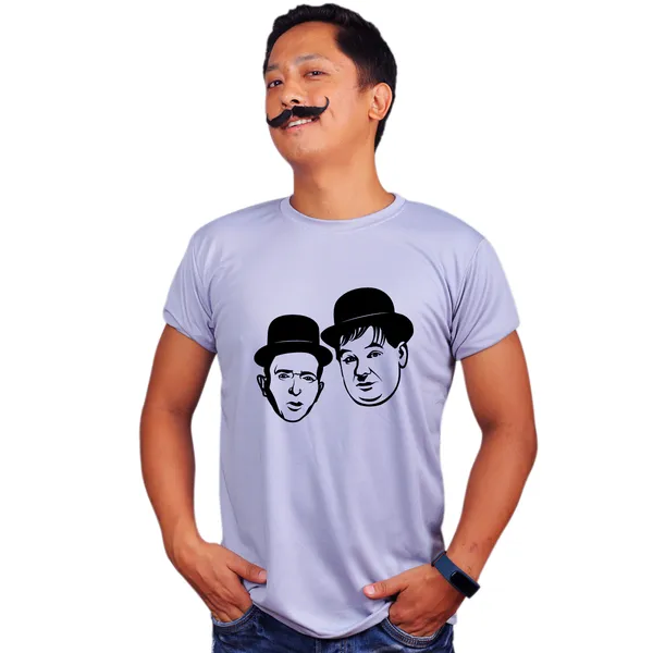 Grey_Laurel_And_Hardy_Vector_Black_Amd_Quick-Dri_T-Shirt_For_Men