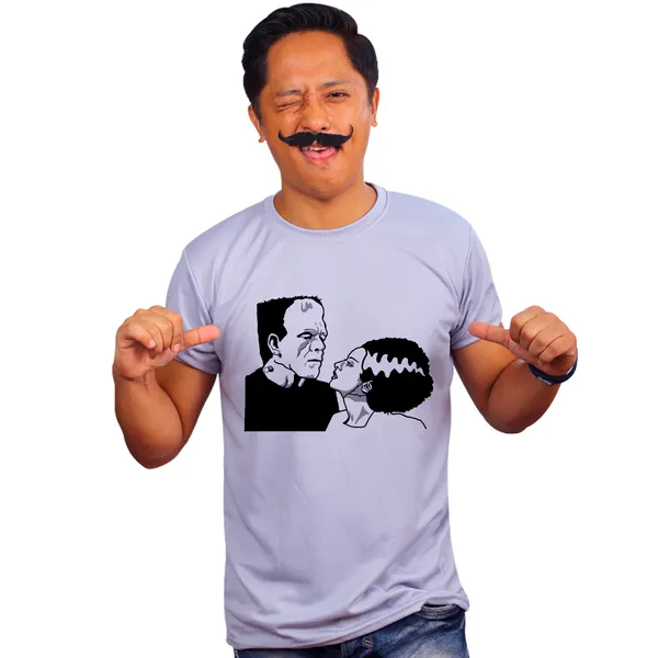 Grey_Left_Frankenstein_And_His_Bride_Wedding_Quick-Dri_T-Shirt_For_Men