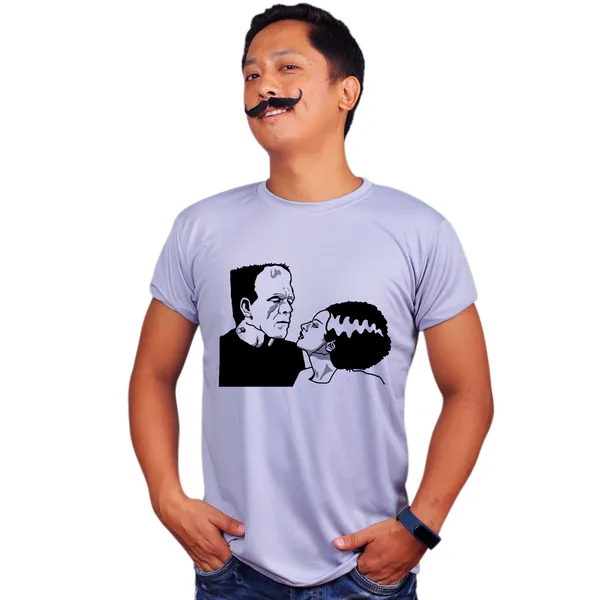 Grey_Left_Frankenstein_And_His_Bride_Wedding_Quick-Dri_T-Shirt_For_Men
